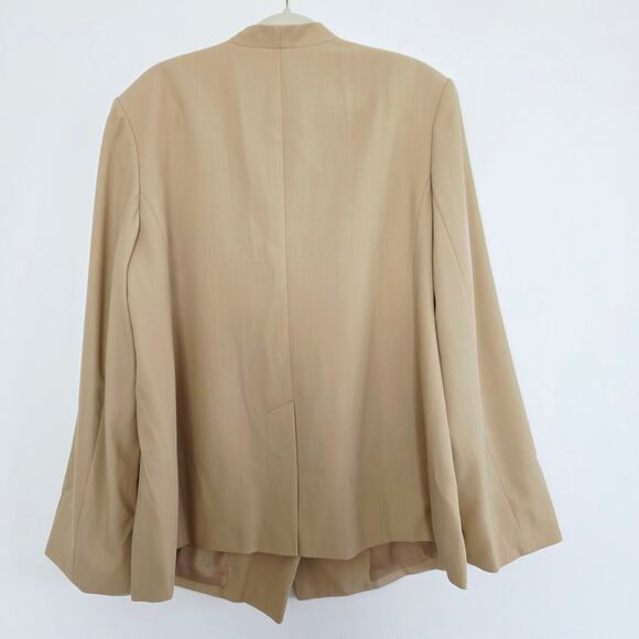 Vince Cream Beige Collarless Wool Blend Blazer Single Button Slit Pockets Sz 18 - Picture 6 of 10